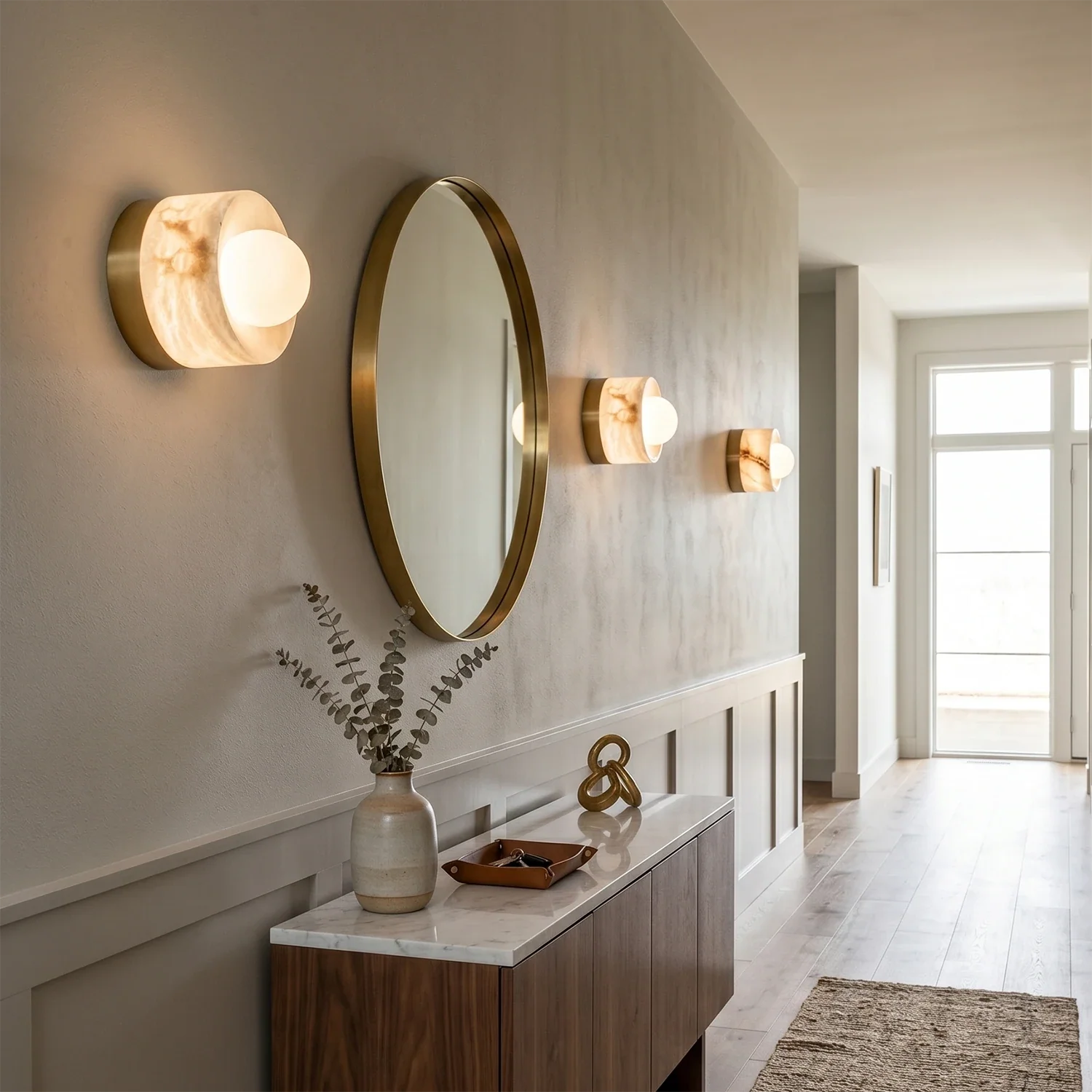 Orb Vessel Alabaster & Brass Wall Lamp