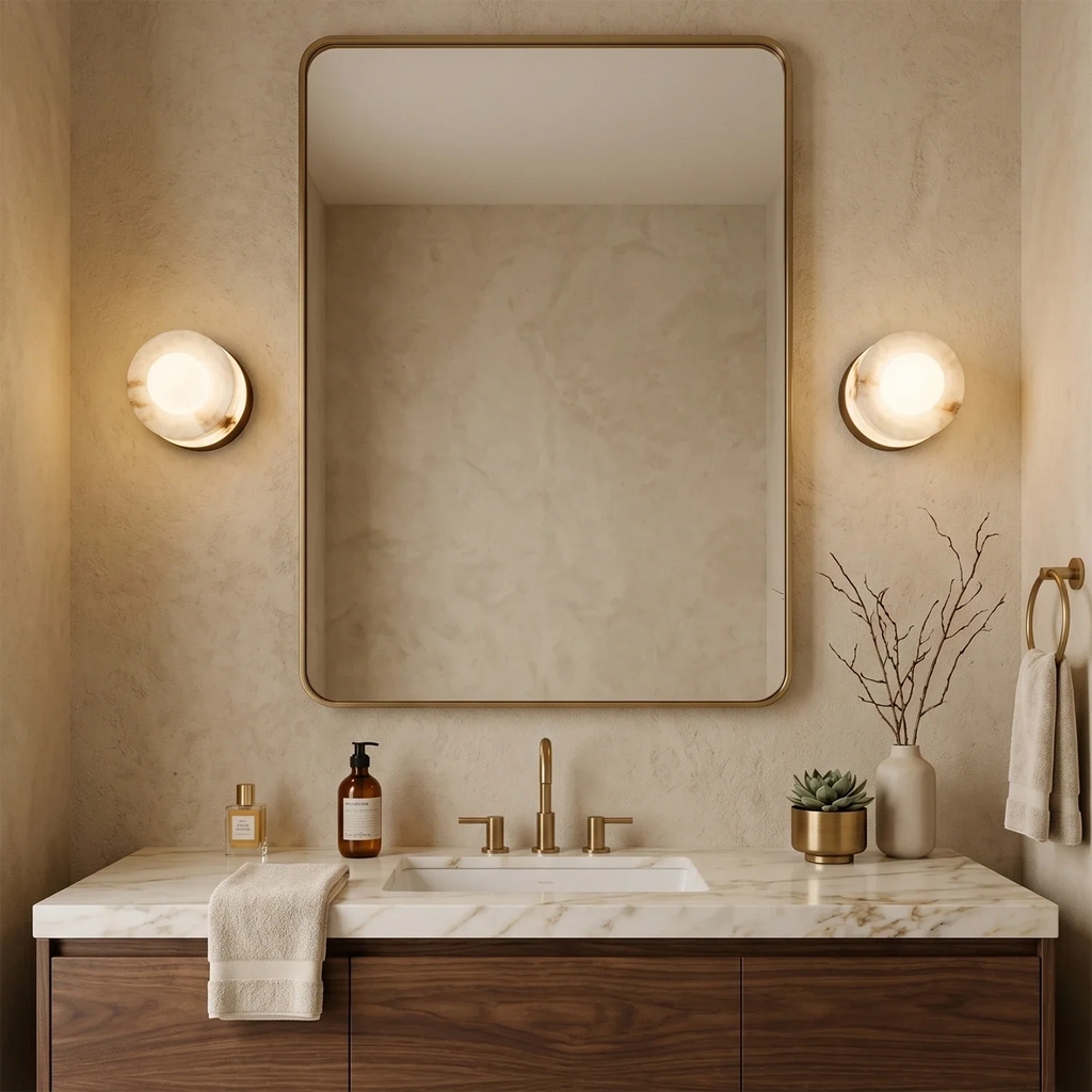 Orb Vessel Alabaster & Brass Wall Lamp