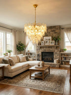Oval Transparent Glass U Shape White Chandelier detail view