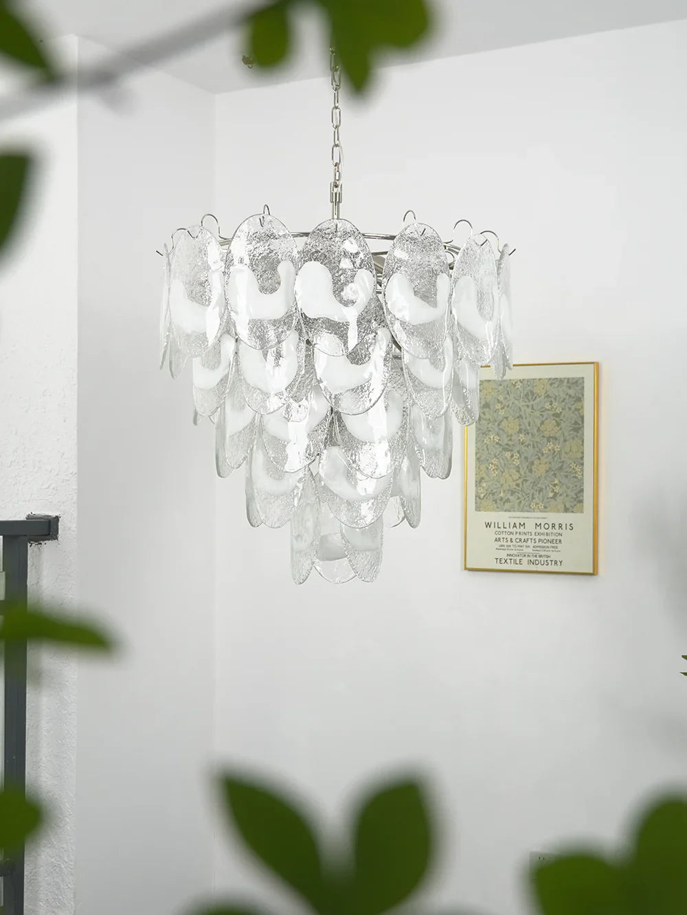 Oval Transparent Glass U Shape White Chandelier product image