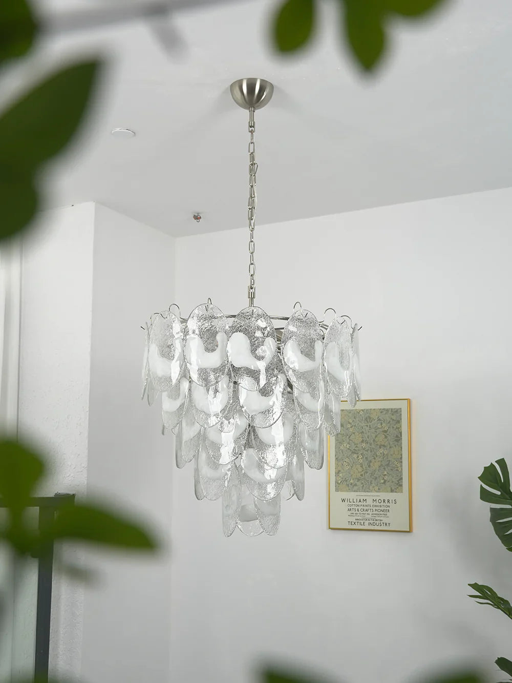 Oval Transparent Glass U Shape White Chandelier product image