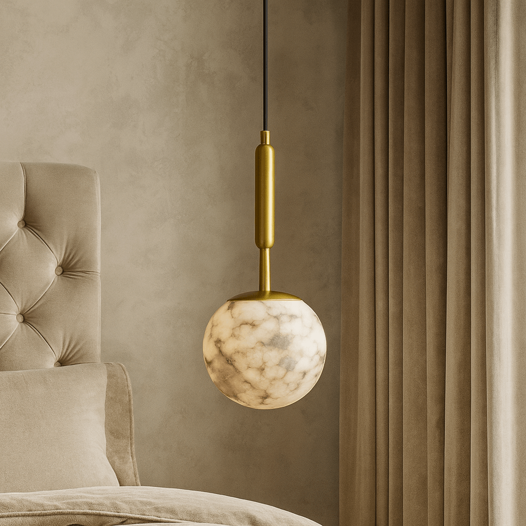 Solara Alabaster Orb Pendant by Bling Lighting Studio