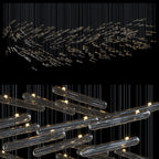 Linear Glass Rod Scatter Chandelier
