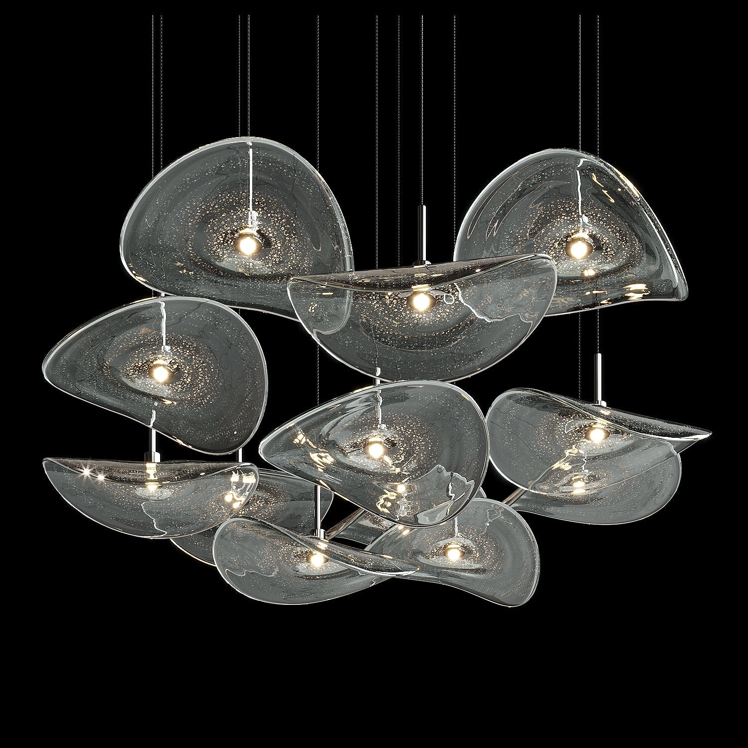 Smoke Glass Manta Cluster Chandelier