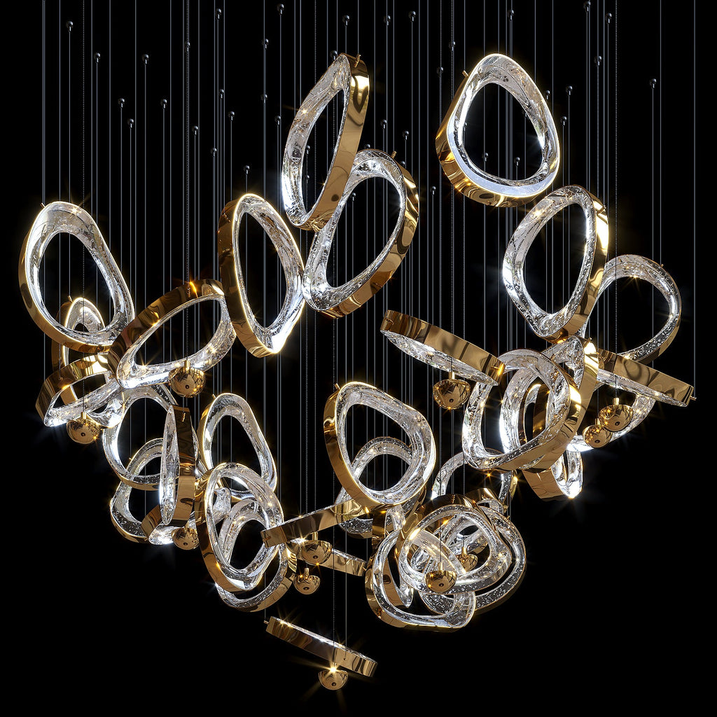 Gold Crystal Loop Chandelier
