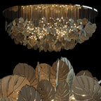 Gold Monstera Canopy Chandelier