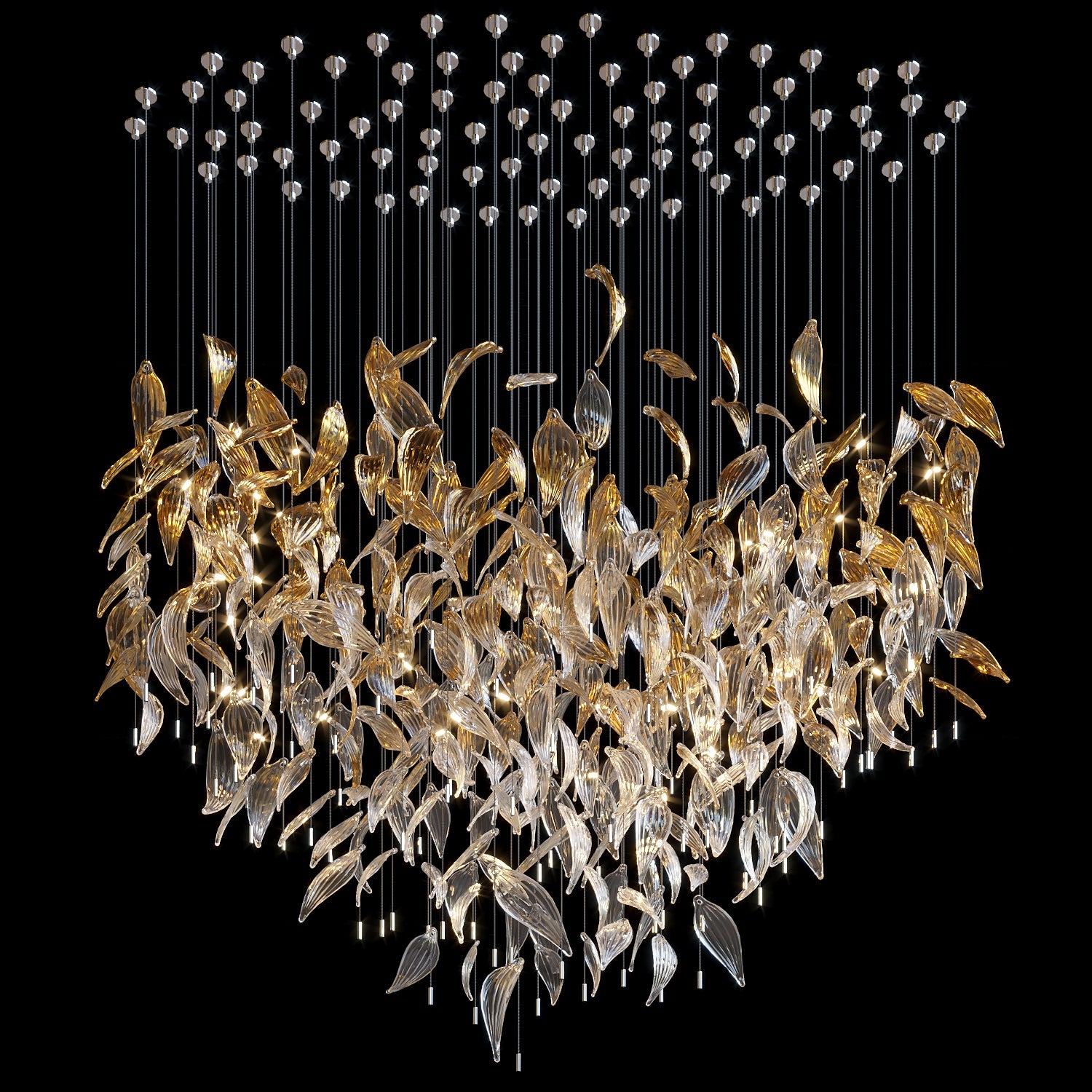 Gold Crystal Leaf Rain Chandelier