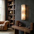 Rectangular Natural Alabaster Wall Sconce by Bling Lighting Studio