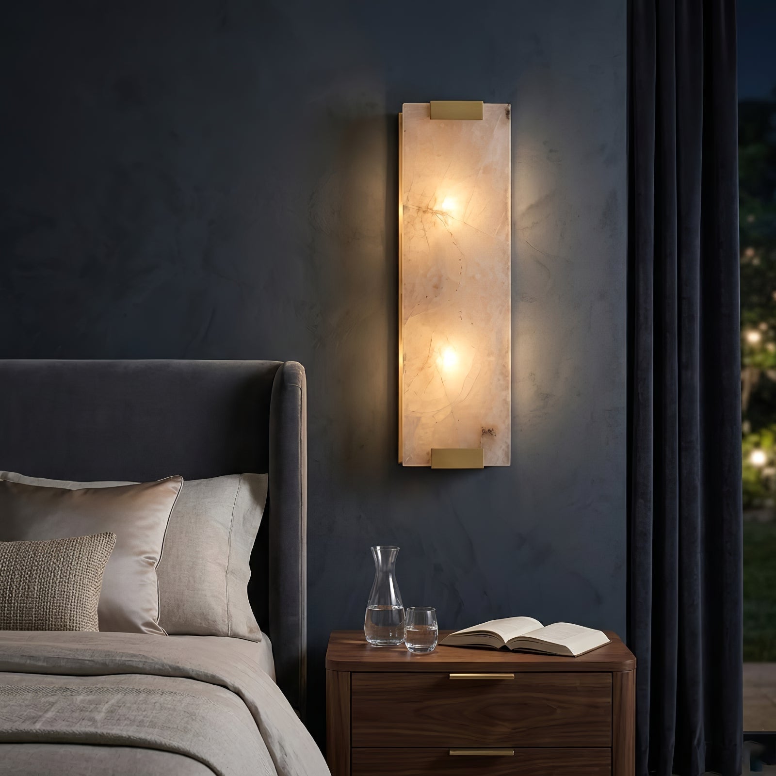 Rectangular Natural Alabaster Wall Sconce by Bling Lighting Studio