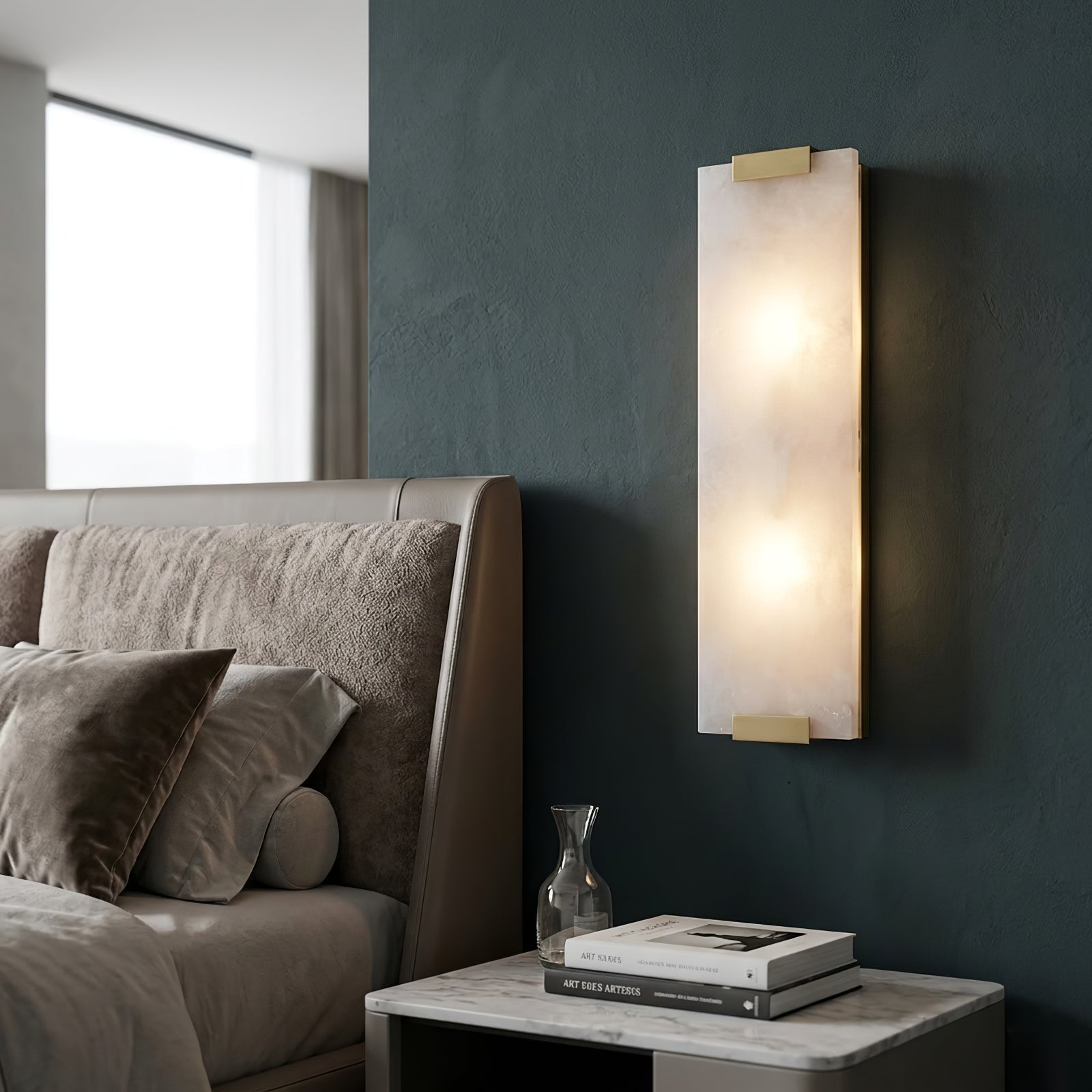 Rectangular Natural Alabaster Wall Sconce by Bling Lighting Studio