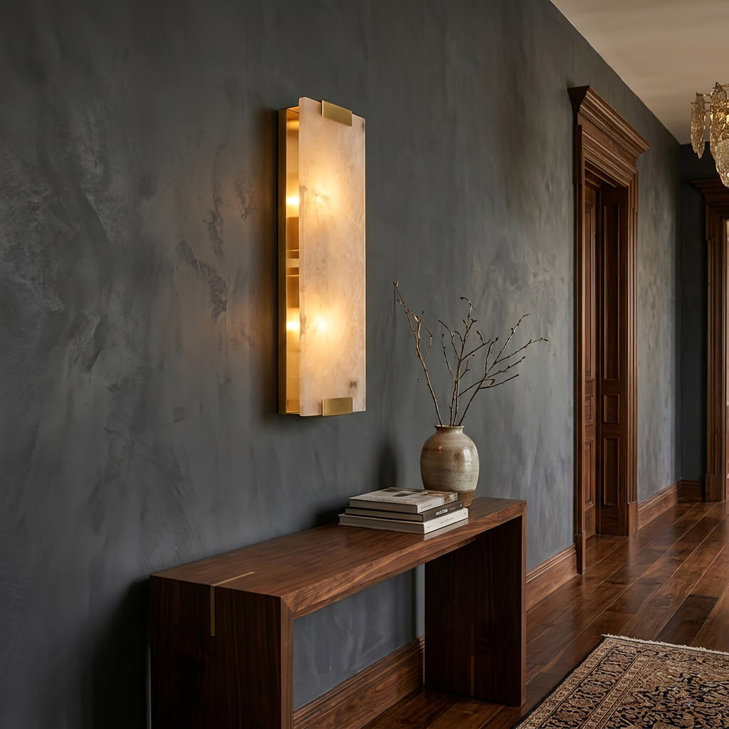 Rectangular Natural Alabaster Wall Sconce by Bling Lighting Studio