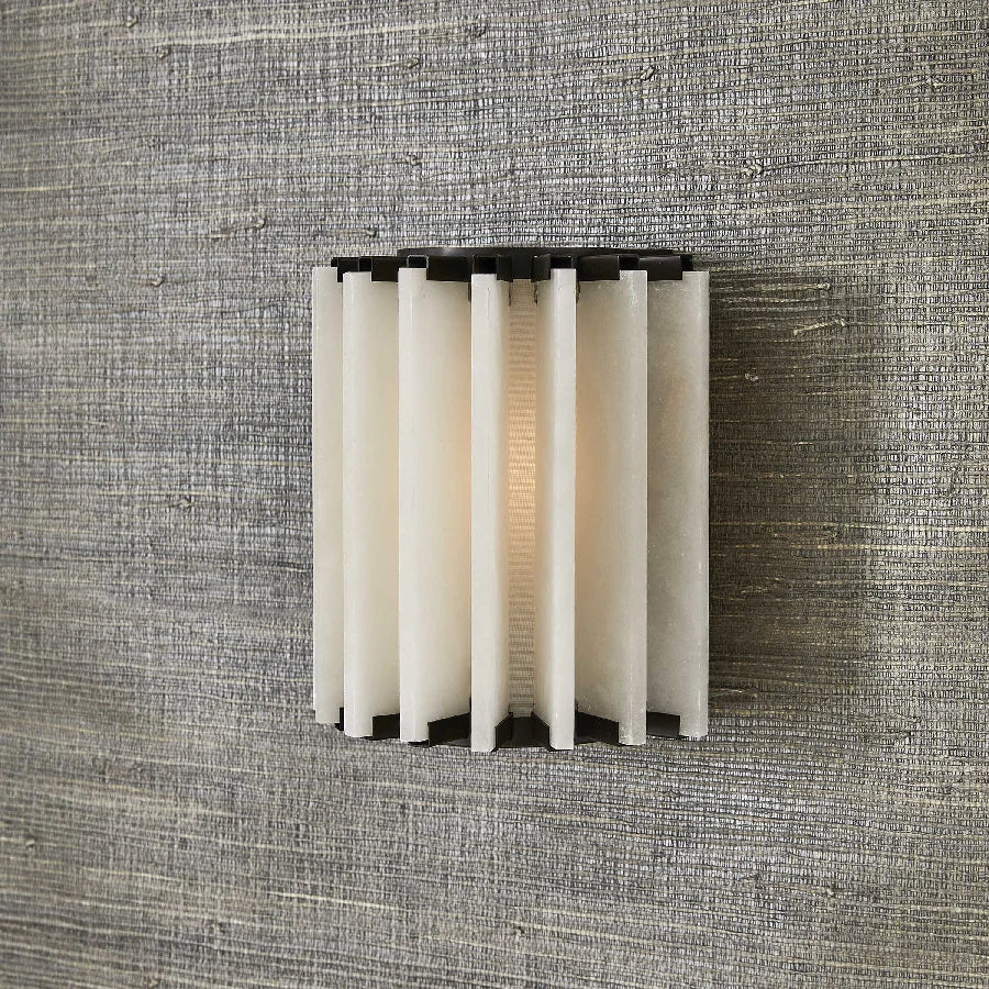SYLIRA RIBBED ALABASTER PANEL SCONCE by Bling Lighting Studio
