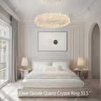 Premium 24-47 Inch Round Clear Geode Quartz Crystal Ring Pendant Light Modern Chandelier for Living Room product image