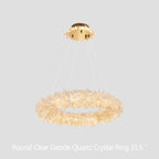 Premium 24-47 Inch Round Clear Geode Quartz Crystal Ring Pendant Light Modern Chandelier for Living Room product image