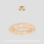 Premium 24-47 Inch Round Clear Geode Quartz Crystal Ring Pendant Light Modern Chandelier for Living Room product image
