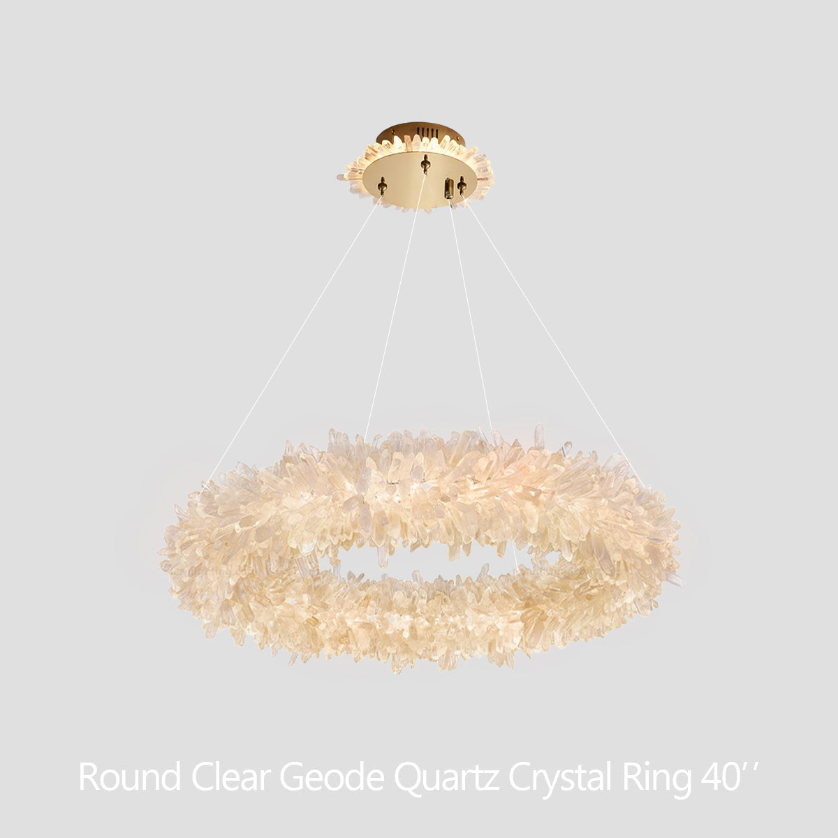 Premium 24-47 Inch Round Clear Geode Quartz Crystal Ring Pendant Light Modern Chandelier for Living Room product image