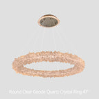 Premium 24-47 Inch Round Clear Geode Quartz Crystal Ring Pendant Light Modern Chandelier for Living Room product image