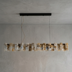 Tobacco-Hued Alabaster Chandelier