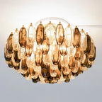 Prismatico 91 Elements Amber And Taupe Compact Ceiling lampGlass Chandelier 25"