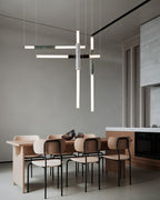 Linear Pipe Alabaster & Acrylic Pendant Light for dining room | vertically & horizontally
