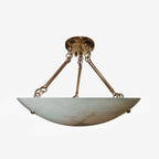 Vintage Round Alabaster Flush Mount Ceiling Light detail view