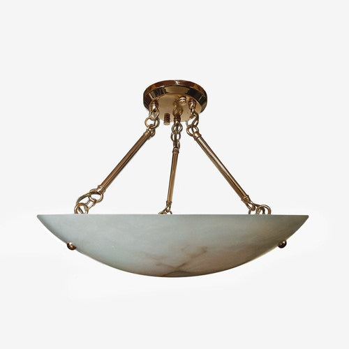 Vintage Round Alabaster Flush Mount Ceiling Light detail view