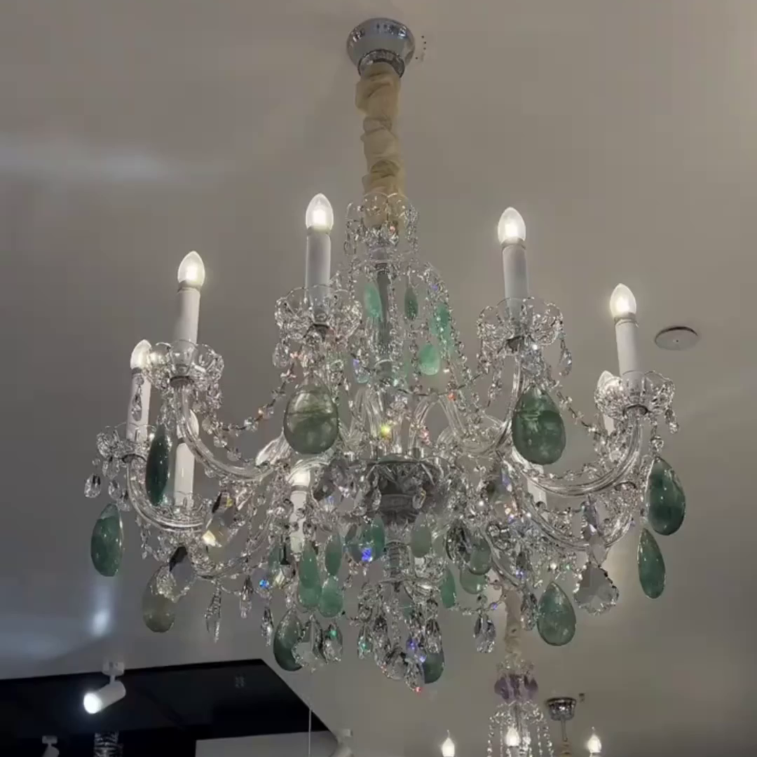 Maria Classic Green Purple Luxury Rock Crystal Chandelier by Bling Lighting Studio
