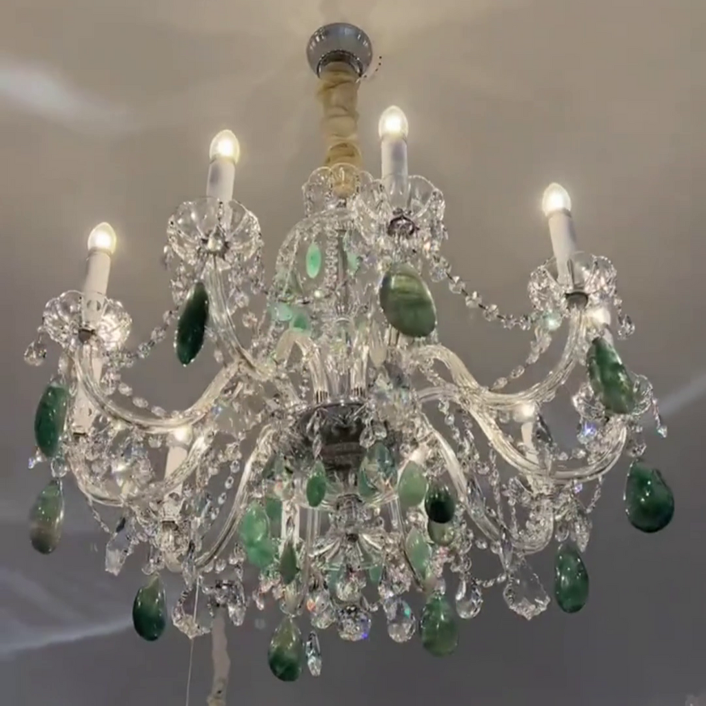 Maria Classic Green Purple Luxury Rock Crystal Chandelier by Bling Lighting Studio