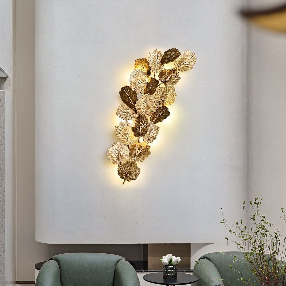 Gold Leaf Handmade Branch Wall Sconce by Bling Lighting Studio